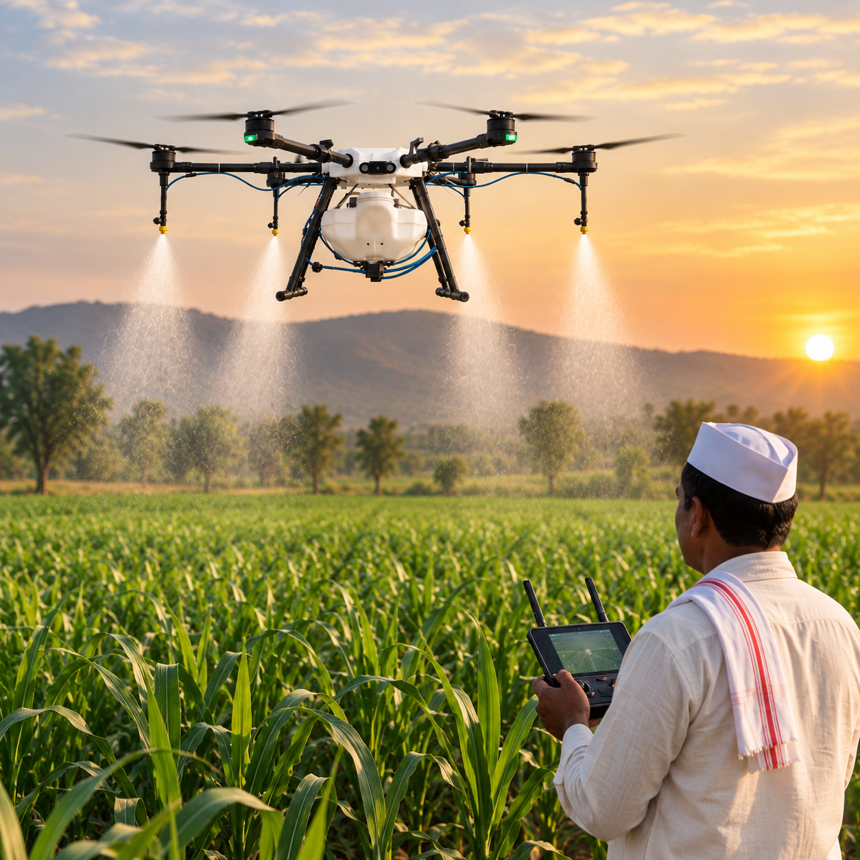 Drone spraying field