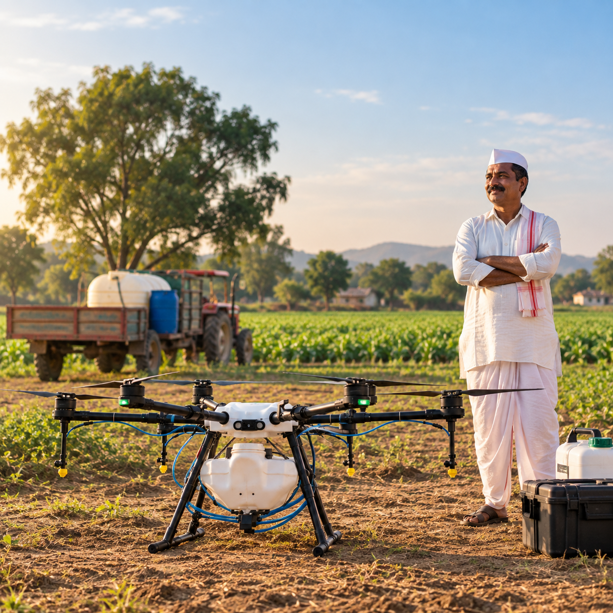 Drone spraying field