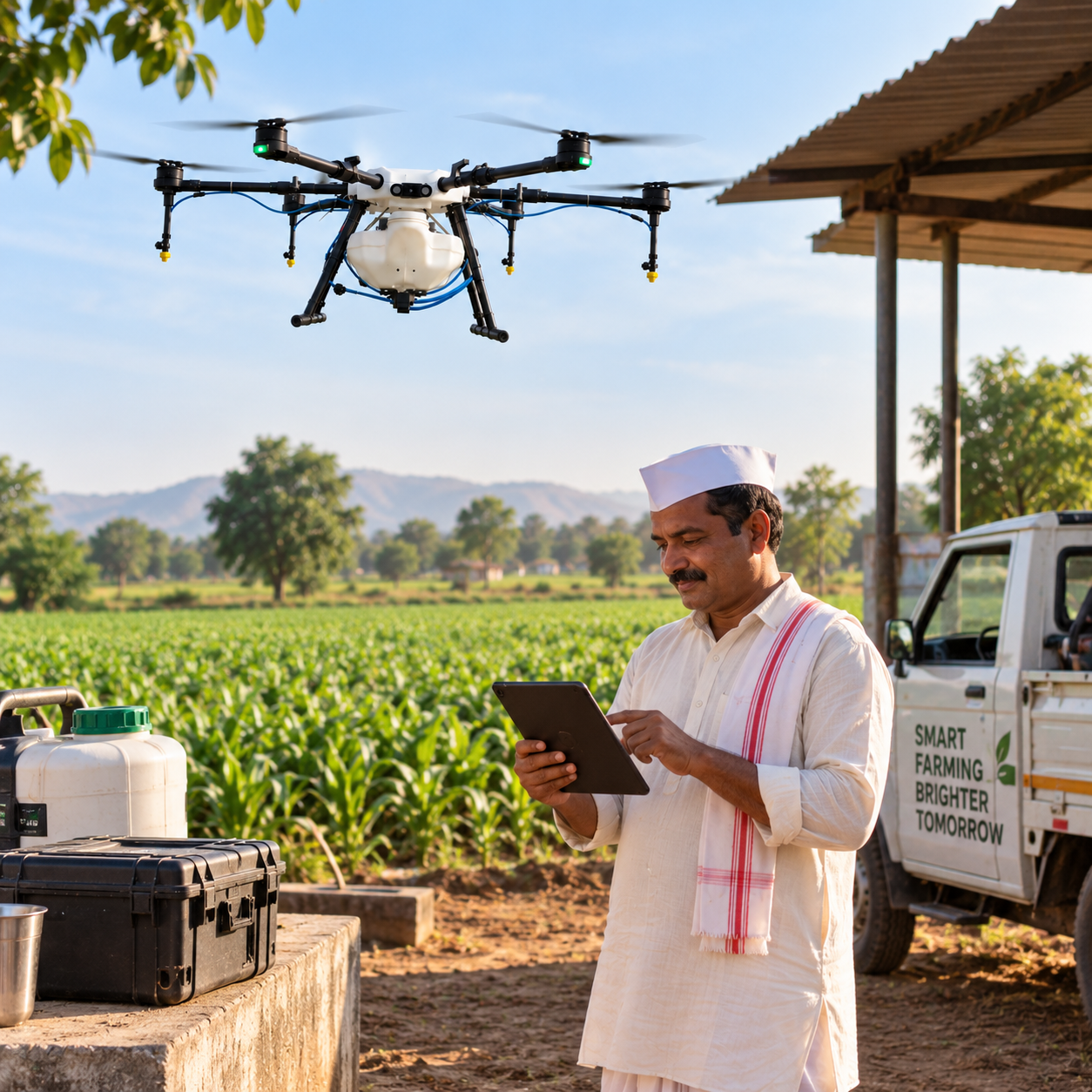 Drone spraying field