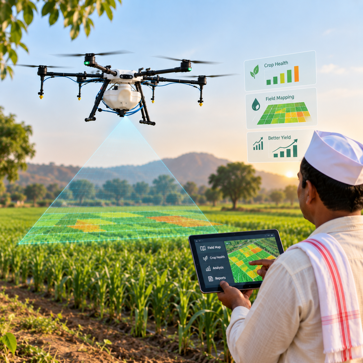 Drone spraying field